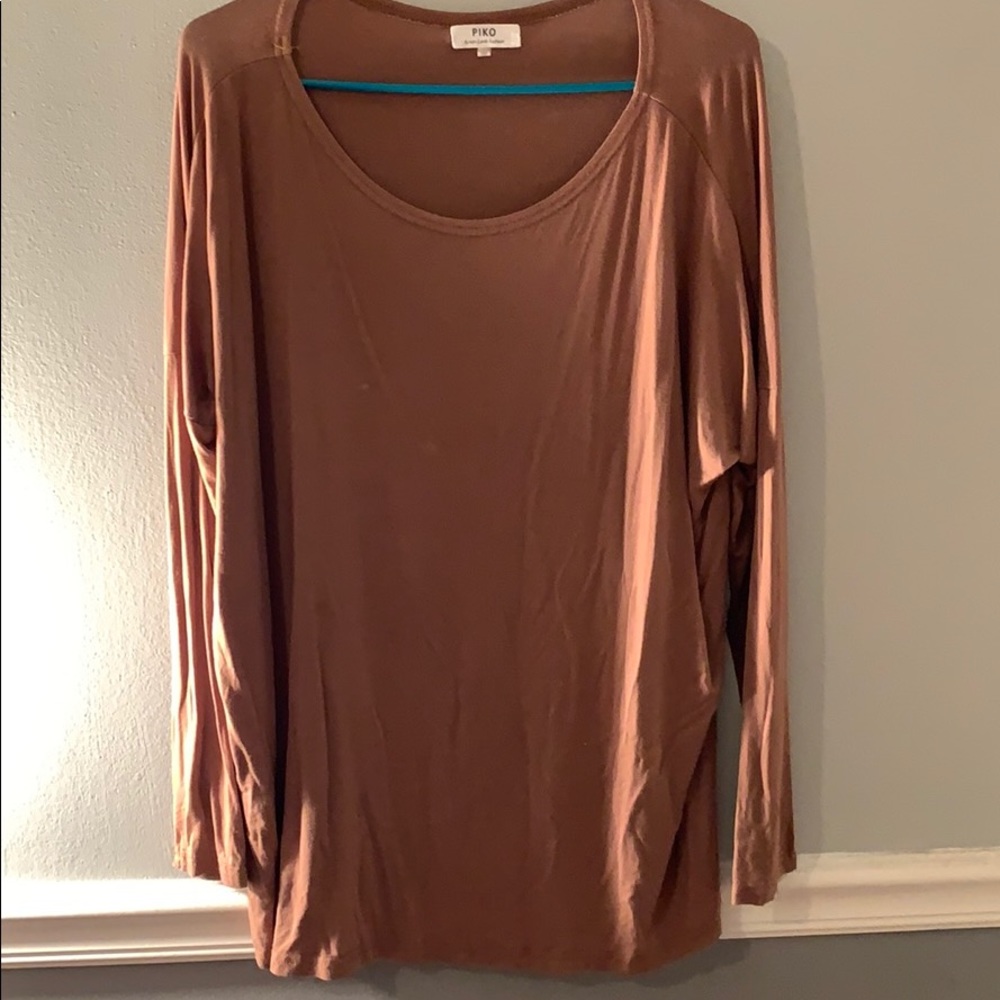 brown long sleeve PIKO shirt